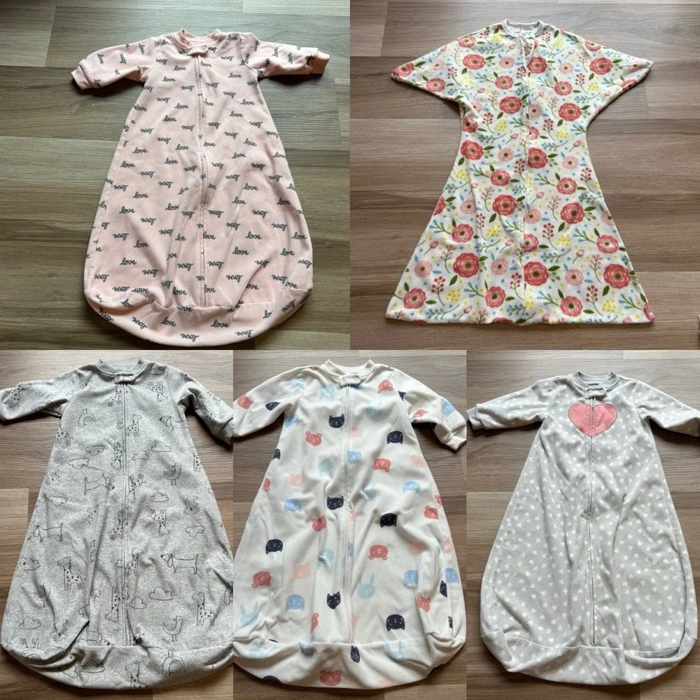 Lot Of 5 Baby Girls Sleep Sacks Size‎ Medium 6-12 Months EUC!! Zipadee-Zip